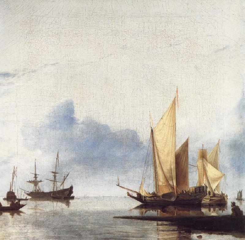 unknow artist A Dutch Yacht and Other Vessels Becalmed Near the Shore oil painting picture